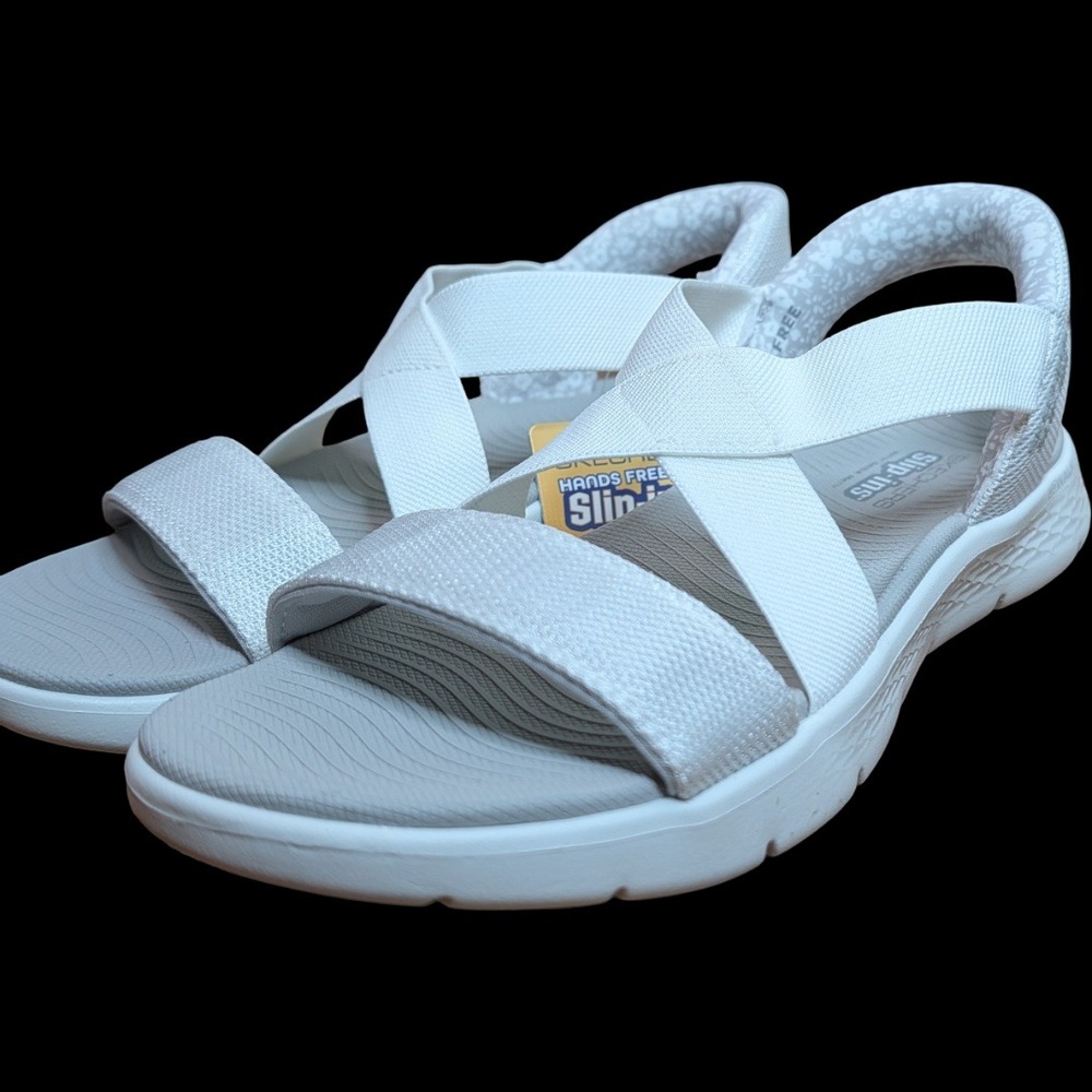 Skechers GO WALK Flex Liliana Hands Free Slip-ins Sandal Womens 8 White 141492